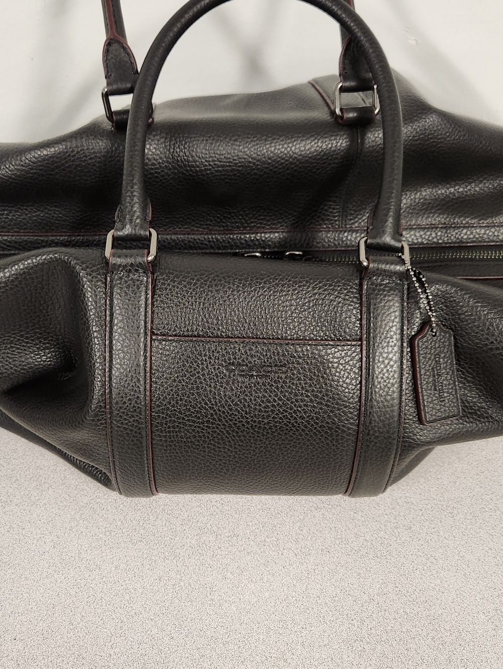 NEW Coach Boston Heritage Leather Duffel Bag Black Large Capacity w/Strap F70561 - Picture 5 of 16